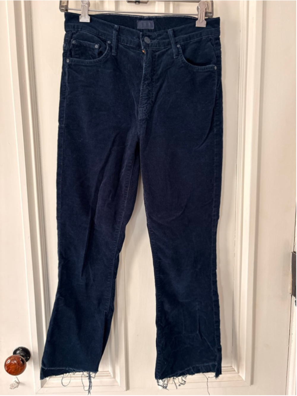 MOTHER Navy Corduroy Ankle Cropped Jeans Size 27